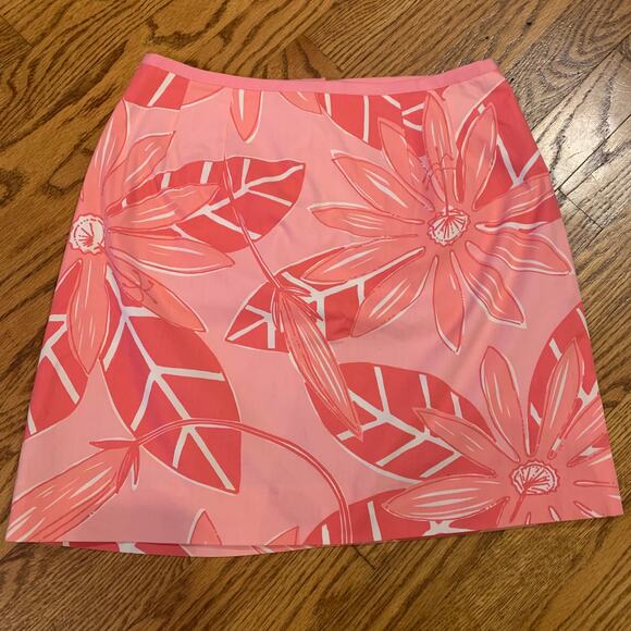 Lilly Pulitzer Dresses & Skirts - Lilly Pulitzer Skirt Pink Floral Palm Print White Label Size 4